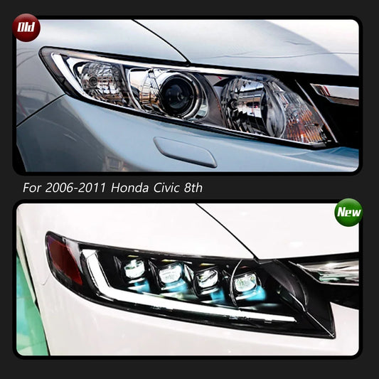 Car For Honda Civic 8th Gen Headlight 2006-2011 Upgrade Modified to New DRL Dynamic Turn Signal LED Headlight Auto Accessories